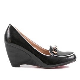 Black wedge pumps with a bow 0088-1 Black wedge pumps with a bow 0088-1