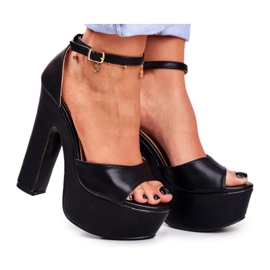 LU BOO High Black Sandals on a Bar HighShoes Platform