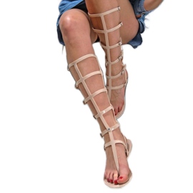 Lu Boo Beige Sandals High Romans Japanese Harona