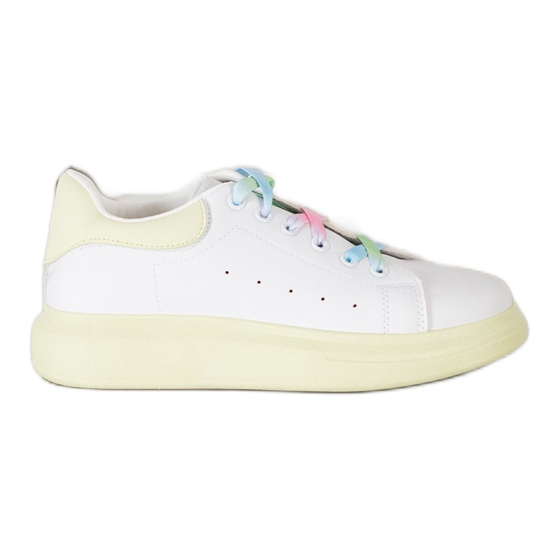 SHELOVET Sneakers With Colorful Laces white green SHELOVET Sneakers With Colorful Laces white green