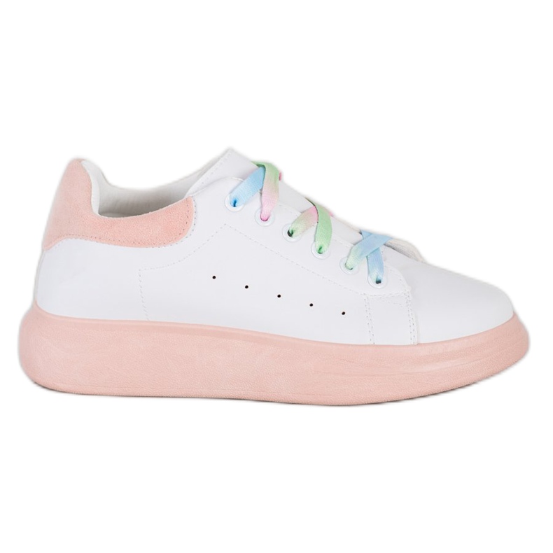 SHELOVET Sneakers With Colorful Laces white pink