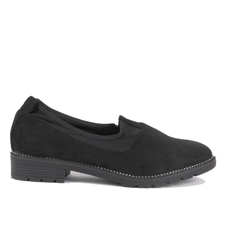 Black slip-on shoes with an elasticated 240-1