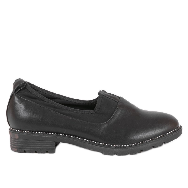 Black slip-on shoes with an elasticated 240-2
