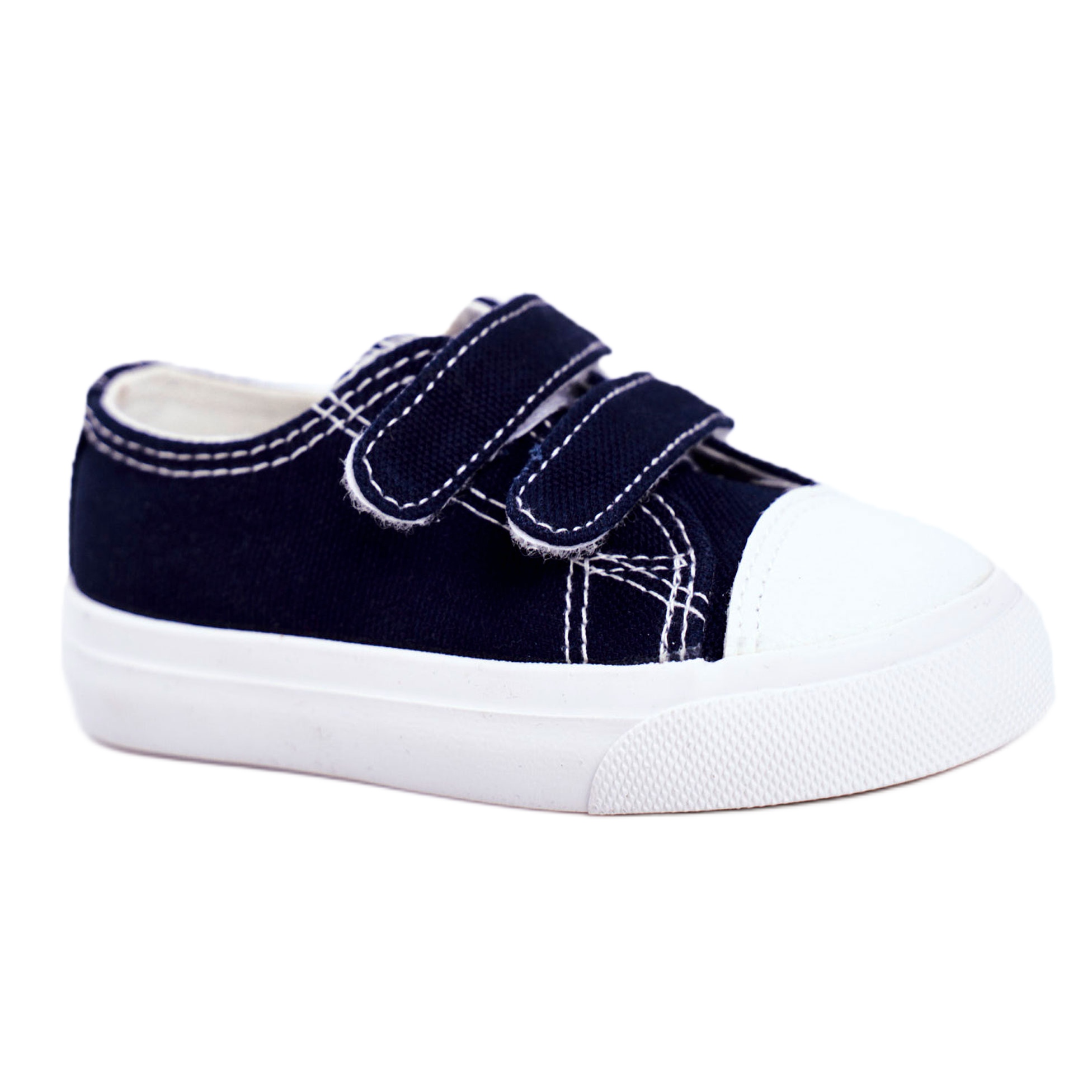 Apawwa Children s Sneakers Navy Blue Fanot with Velcro white