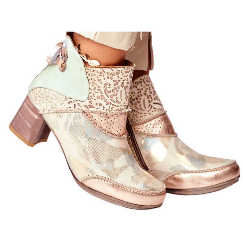 Women's Boots On High Heel Maciejka Beige 03410-04 green golden
