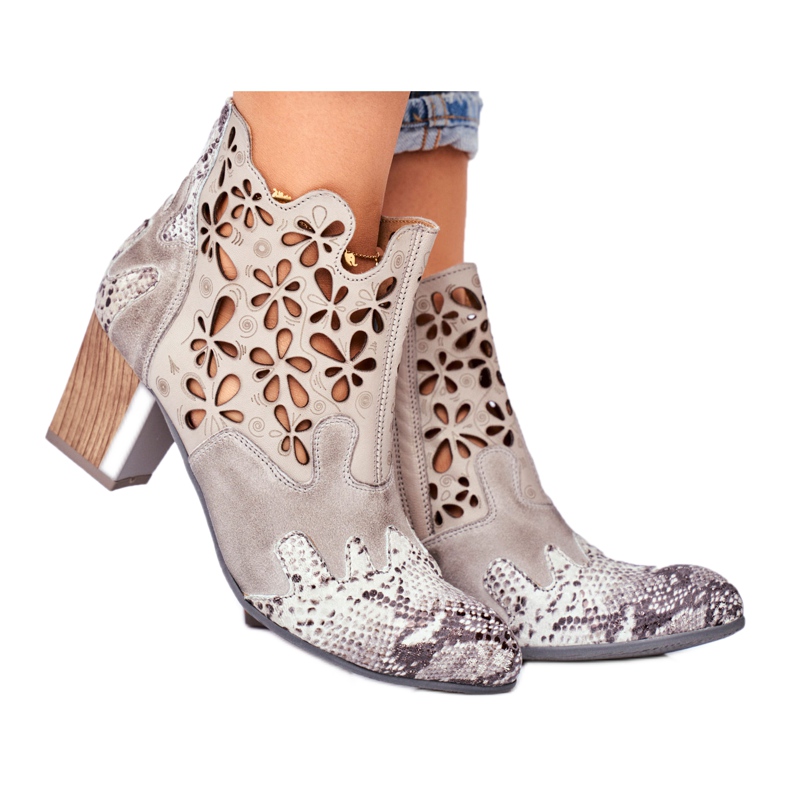 Women's Boots On High Heel Maciejka Spring Gray 04369-13 grey