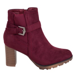 SHELOVET Burgundy Booties With Buckle red