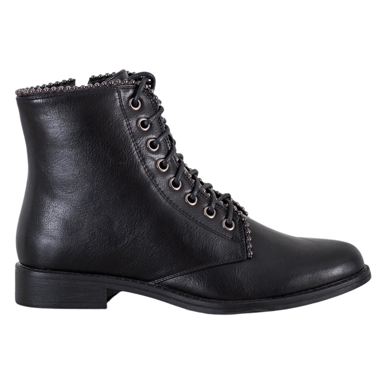 J. Star Black Lace-up Boots