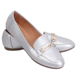Silver metallic loafers 9F176 Silver grey