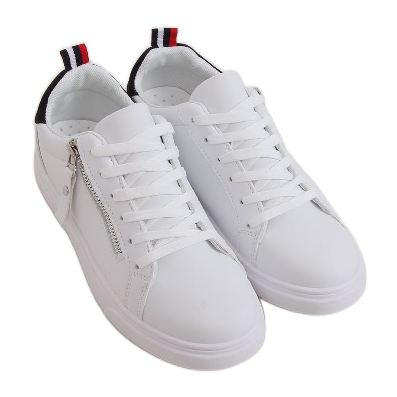 White women's sneakers KK-206 WHITE / BLACK