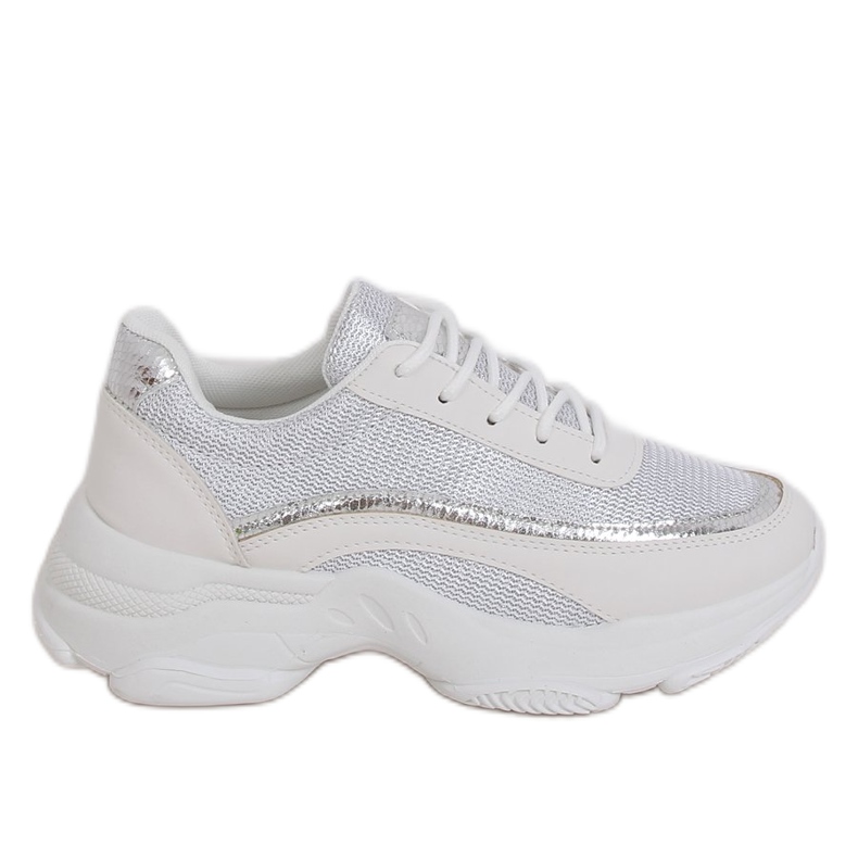 Women's sports shoes white and silver 3178 Silver