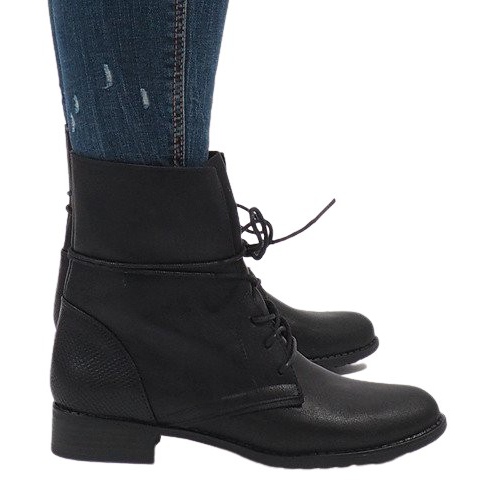 Black lace-up boots 16006-58