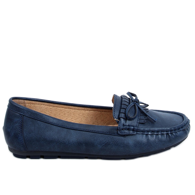 Women's navy blue loafers 9F182 Navy
