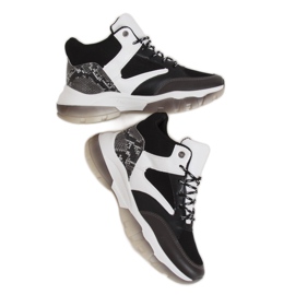 Black 2000-C06 Black high-ankle sports shoes