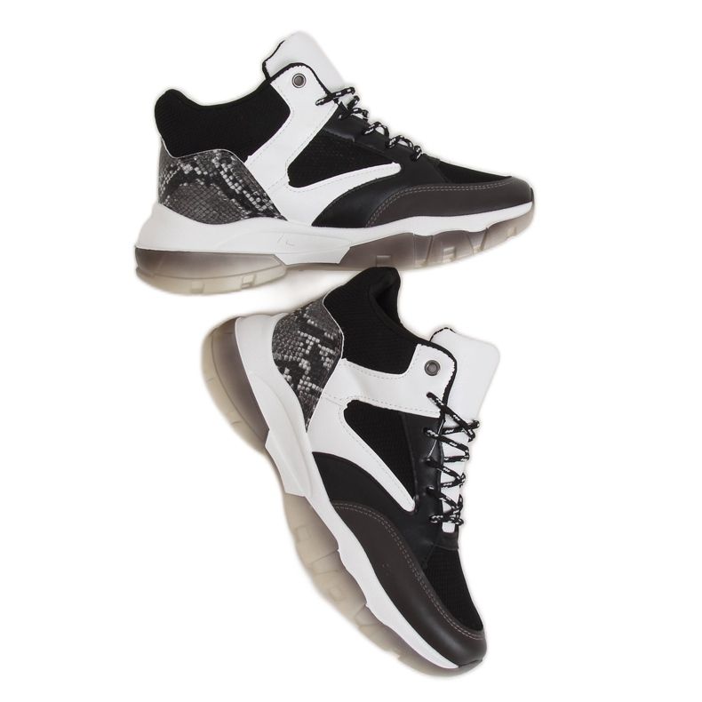 Black 2000-C06 Black high-ankle sports shoes