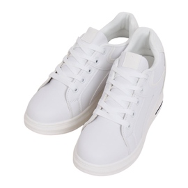 White BY-0370 WHITE / WHITE sneakers on a hidden wedge