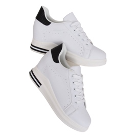White MY-0367 WHITE / BLACK sneakers on a hidden wedge