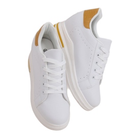 MY-0367 WHITE / YELLOW white sneakers on a hidden wedge