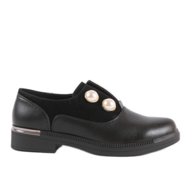 Ladies' black shoes with pearls C17-5987