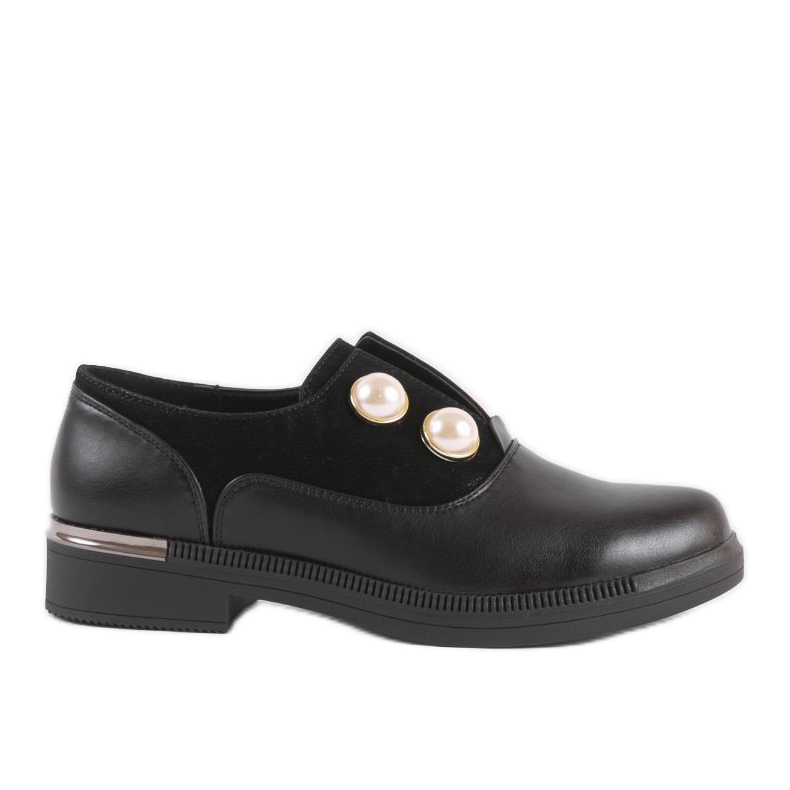 Ladies' black shoes with pearls C17-5987