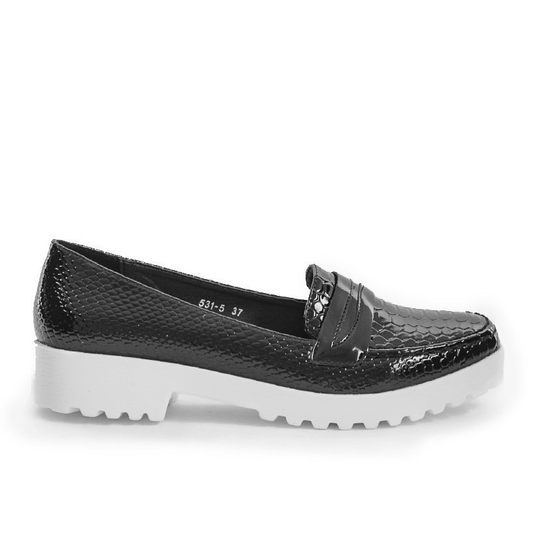 Black slip-on shoes with a RS-WED2 bow