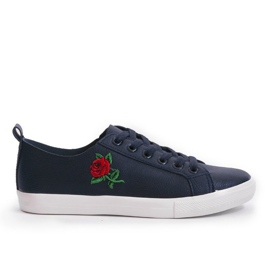 Navy blue sneakers with a flower 1727-02