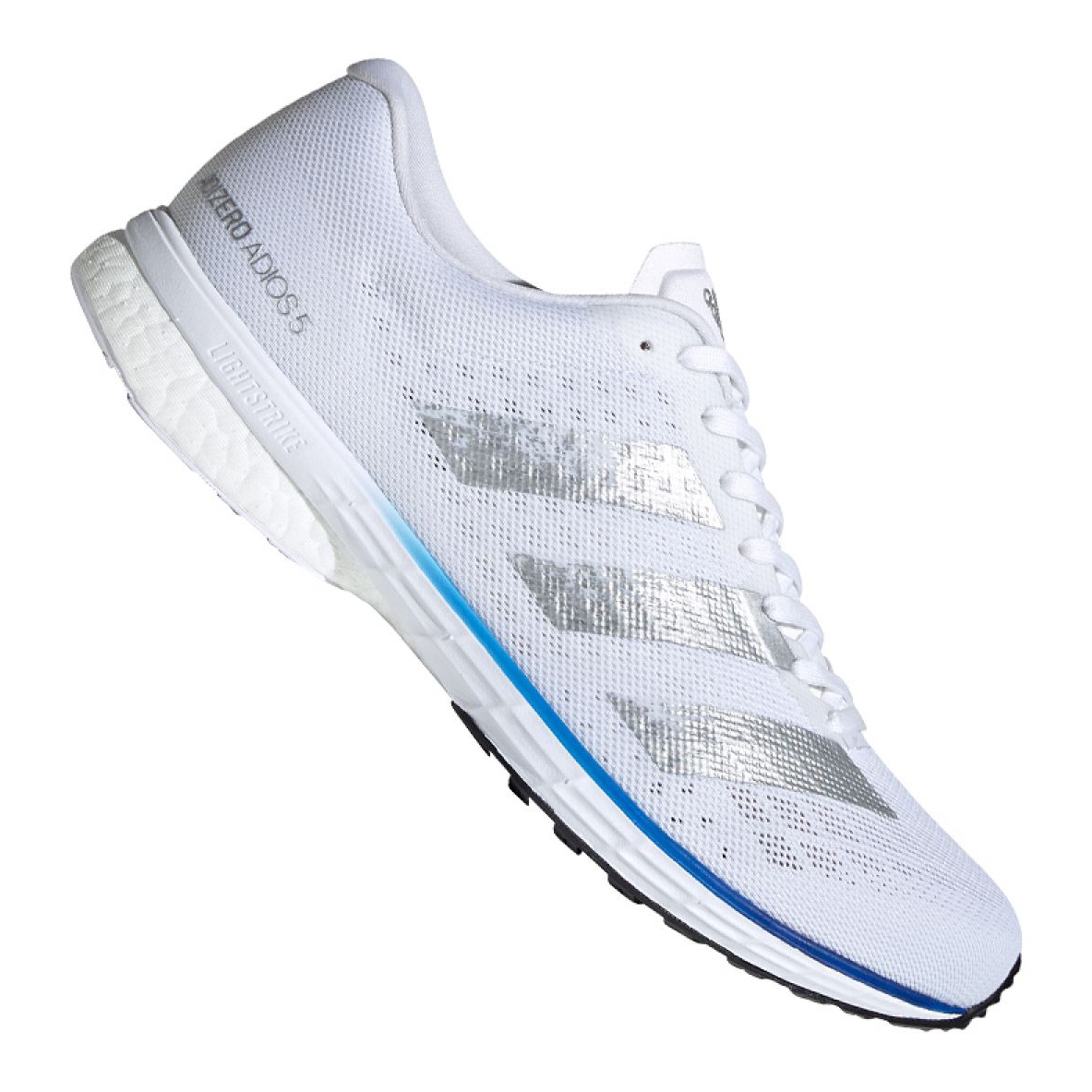 Running shoes adidas adizero Adios M FV7334 white blue silver