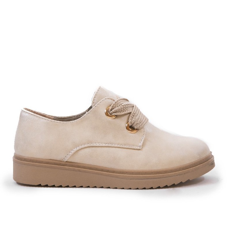 Beige sneakers on the wedge H-18 brown