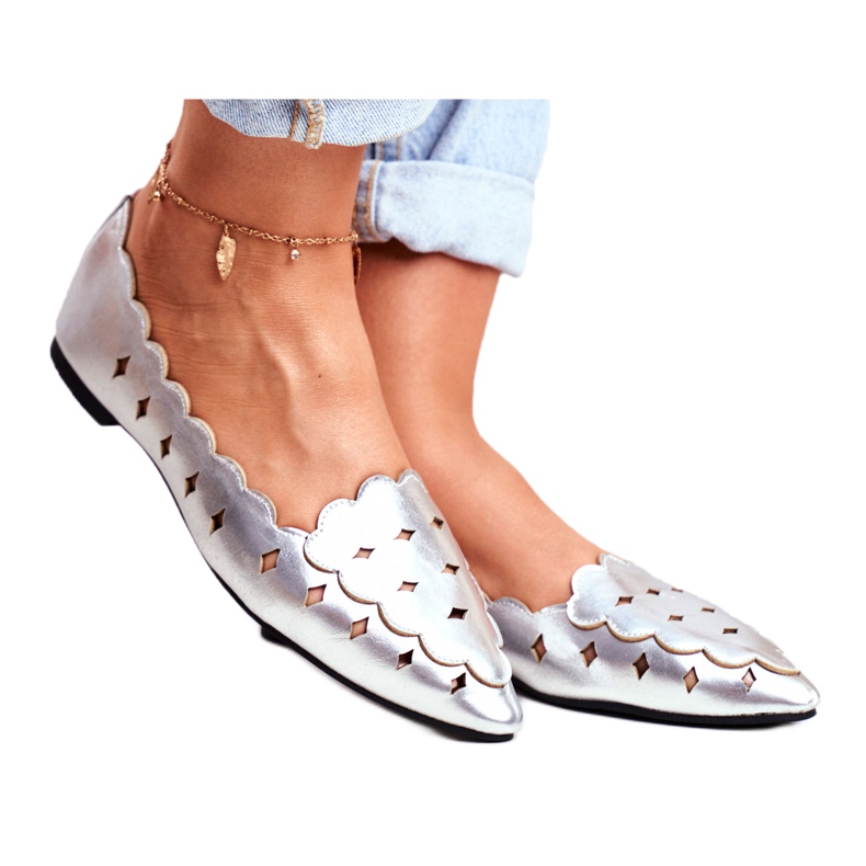Lu Boo Women's Ballerinas Silver Metallic Dianna