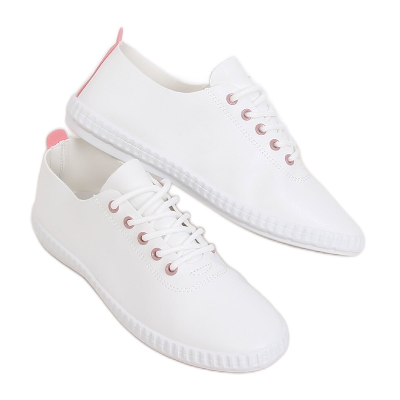 Women's white and pink sneakers 6165 Pink