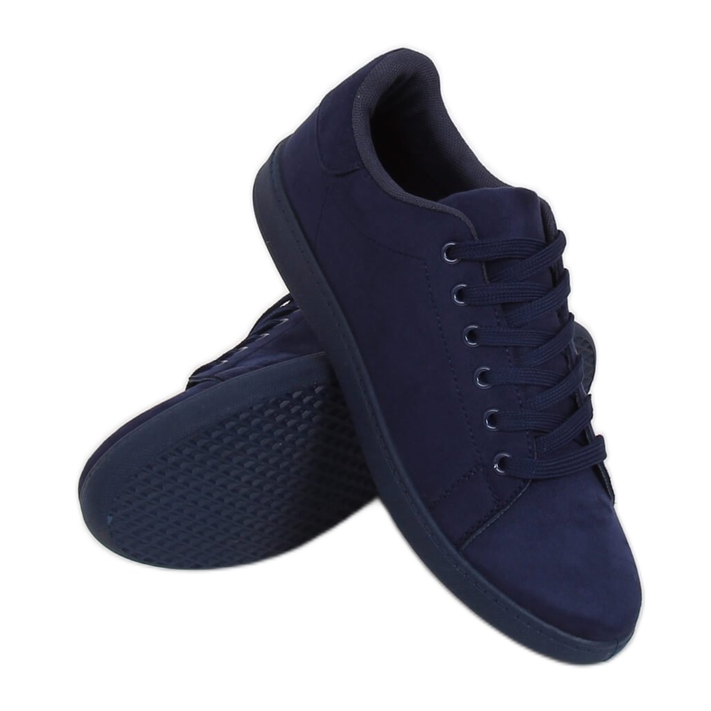 Navy blue suede women's sneakers 6301