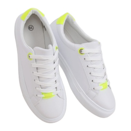 White women's sneakers B0-515 WHITE / YELLOW