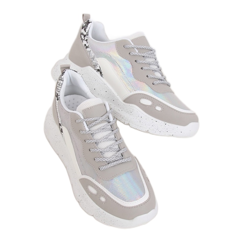 White and gray LL1771 Silver sports shoes grey