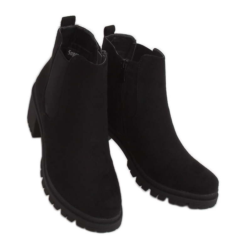 Black boots with wide heels XJ-25 Black