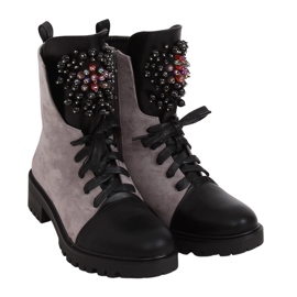 Gray Lace-up boots workery gray NC1062 Gray grey