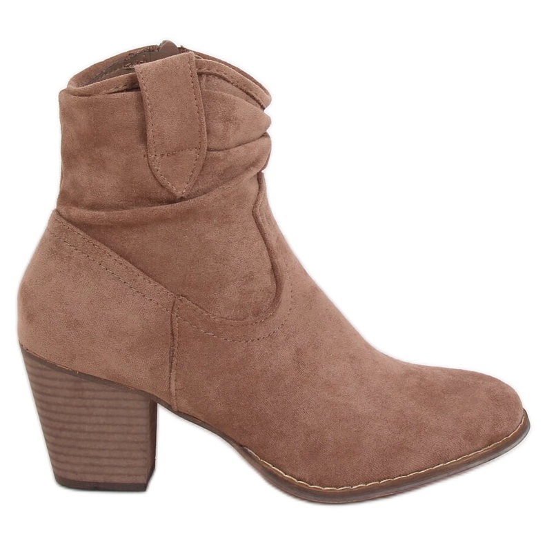 Beige high-heeled boots 100-986B0-2 Khaki brown