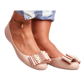 LU BOO Rubber Ballerinas Meliski Bows Beige Joleen