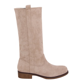 Boots with a straight upper beige ST-19P Beige brown