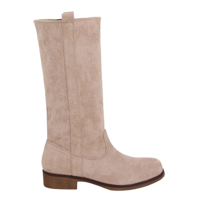 Boots with a straight upper beige ST-19P Beige brown