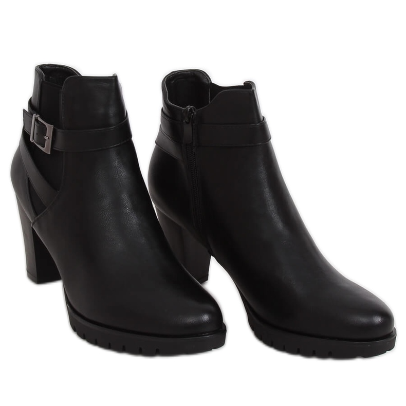 Black F-33 Black high-heeled boots