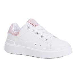 FRROCK White Ilonka lace-up sports shoes for children pink FRROCK White Ilonka lace-up sports shoes for children pink