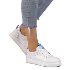White sneakers with blue inserts KK-203