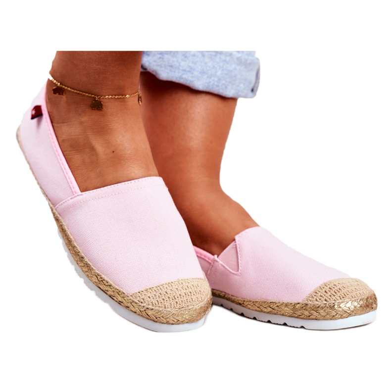 Women's Espadrilles, Braided Sole Pink Big Star DD274728 beige golden