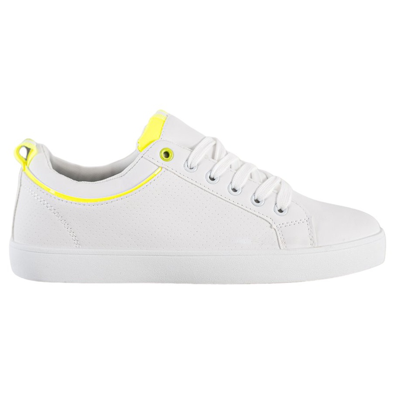 SHELOVET Stylish Sneakers With Eco Leather white yellow