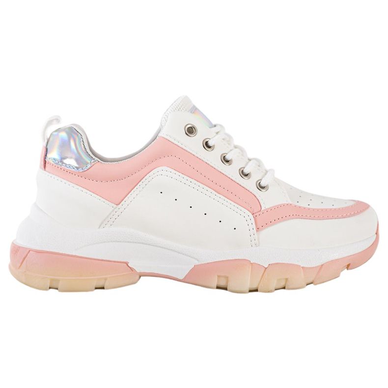 SHELOVET Eco Leather Sneakers white pink