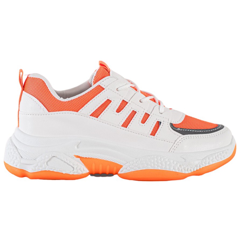SHELOVET Comfortable Sneakers With Mesh white orange