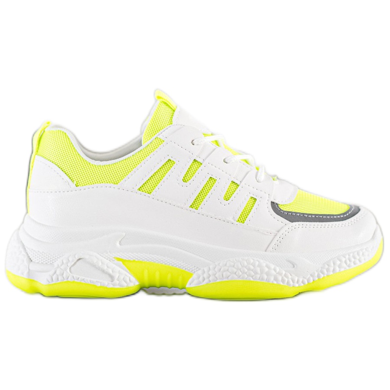 SHELOVET Comfortable Sneakers With Mesh white yellow