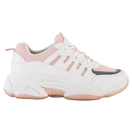 SHELOVET Comfortable Sneakers With Mesh white pink