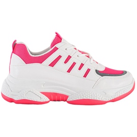SHELOVET Comfortable Sneakers With Mesh white pink
