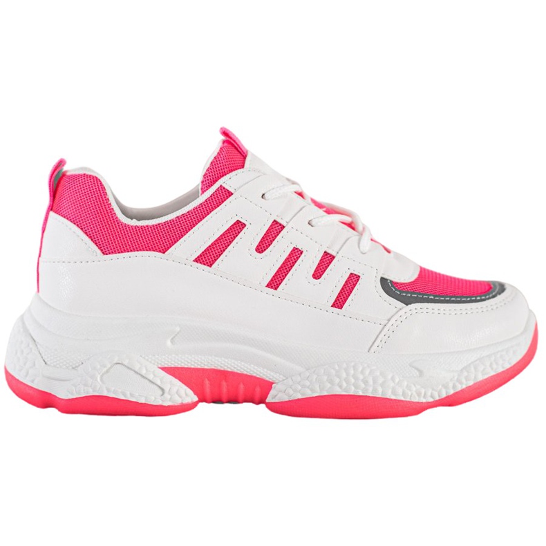 SHELOVET Comfortable Sneakers With Mesh white pink